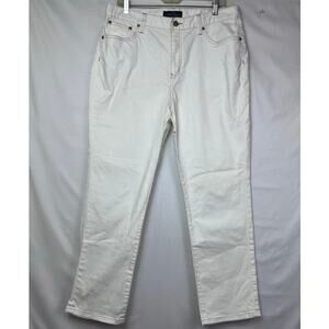 Lauren Ralph Lauren Women's Size 14 White Straight Leg Gold Detailed Pants